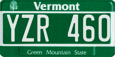 VT license plate YZR460