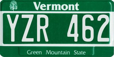 VT license plate YZR462