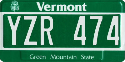 VT license plate YZR474
