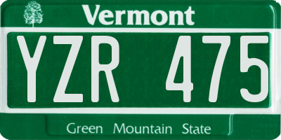 VT license plate YZR475