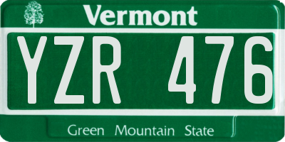 VT license plate YZR476