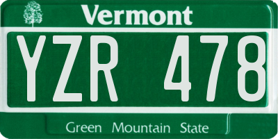 VT license plate YZR478