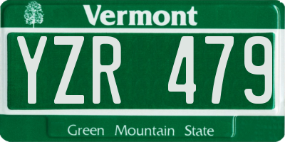 VT license plate YZR479