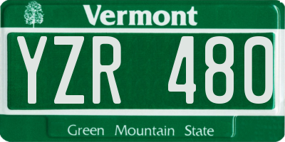 VT license plate YZR480