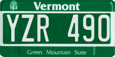 VT license plate YZR490