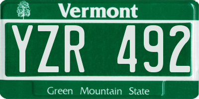 VT license plate YZR492