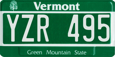VT license plate YZR495