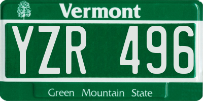 VT license plate YZR496