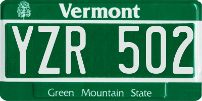 VT license plate YZR502