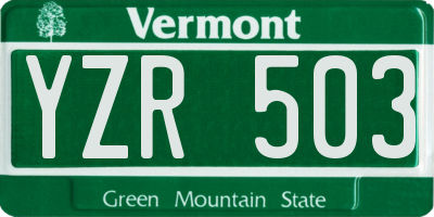 VT license plate YZR503