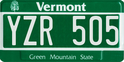 VT license plate YZR505