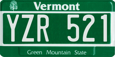 VT license plate YZR521