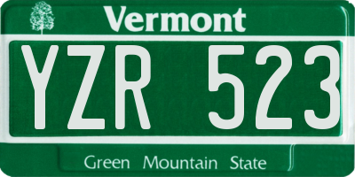 VT license plate YZR523