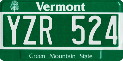 VT license plate YZR524