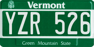 VT license plate YZR526