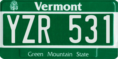 VT license plate YZR531