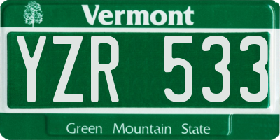 VT license plate YZR533