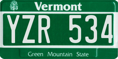 VT license plate YZR534