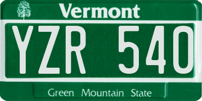 VT license plate YZR540