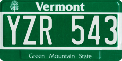 VT license plate YZR543