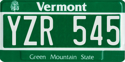 VT license plate YZR545