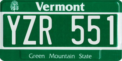 VT license plate YZR551