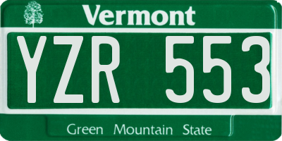 VT license plate YZR553