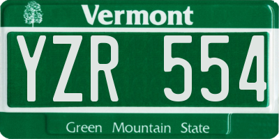 VT license plate YZR554