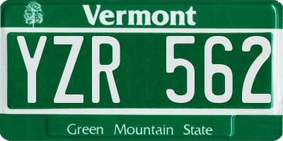 VT license plate YZR562