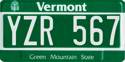 VT license plate YZR567