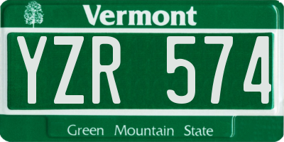 VT license plate YZR574