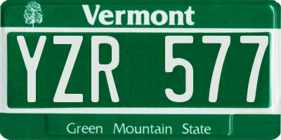 VT license plate YZR577