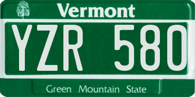 VT license plate YZR580