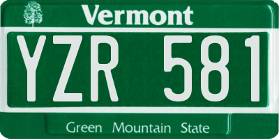 VT license plate YZR581