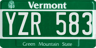 VT license plate YZR583