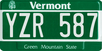 VT license plate YZR587