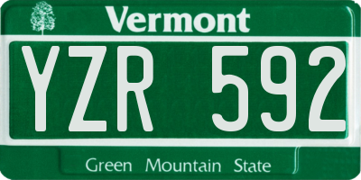 VT license plate YZR592