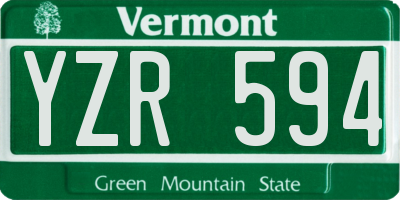 VT license plate YZR594