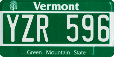 VT license plate YZR596