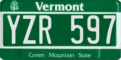 VT license plate YZR597
