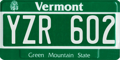 VT license plate YZR602