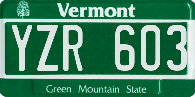VT license plate YZR603