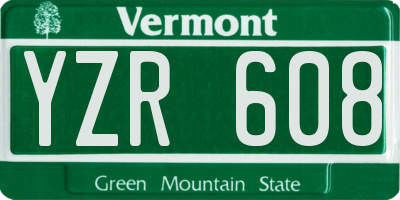 VT license plate YZR608