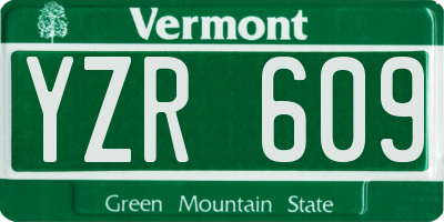 VT license plate YZR609