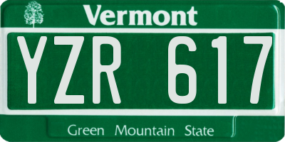 VT license plate YZR617