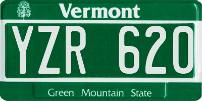 VT license plate YZR620