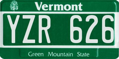 VT license plate YZR626