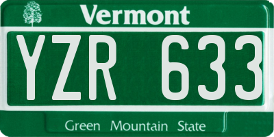 VT license plate YZR633