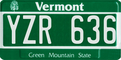 VT license plate YZR636