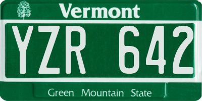 VT license plate YZR642